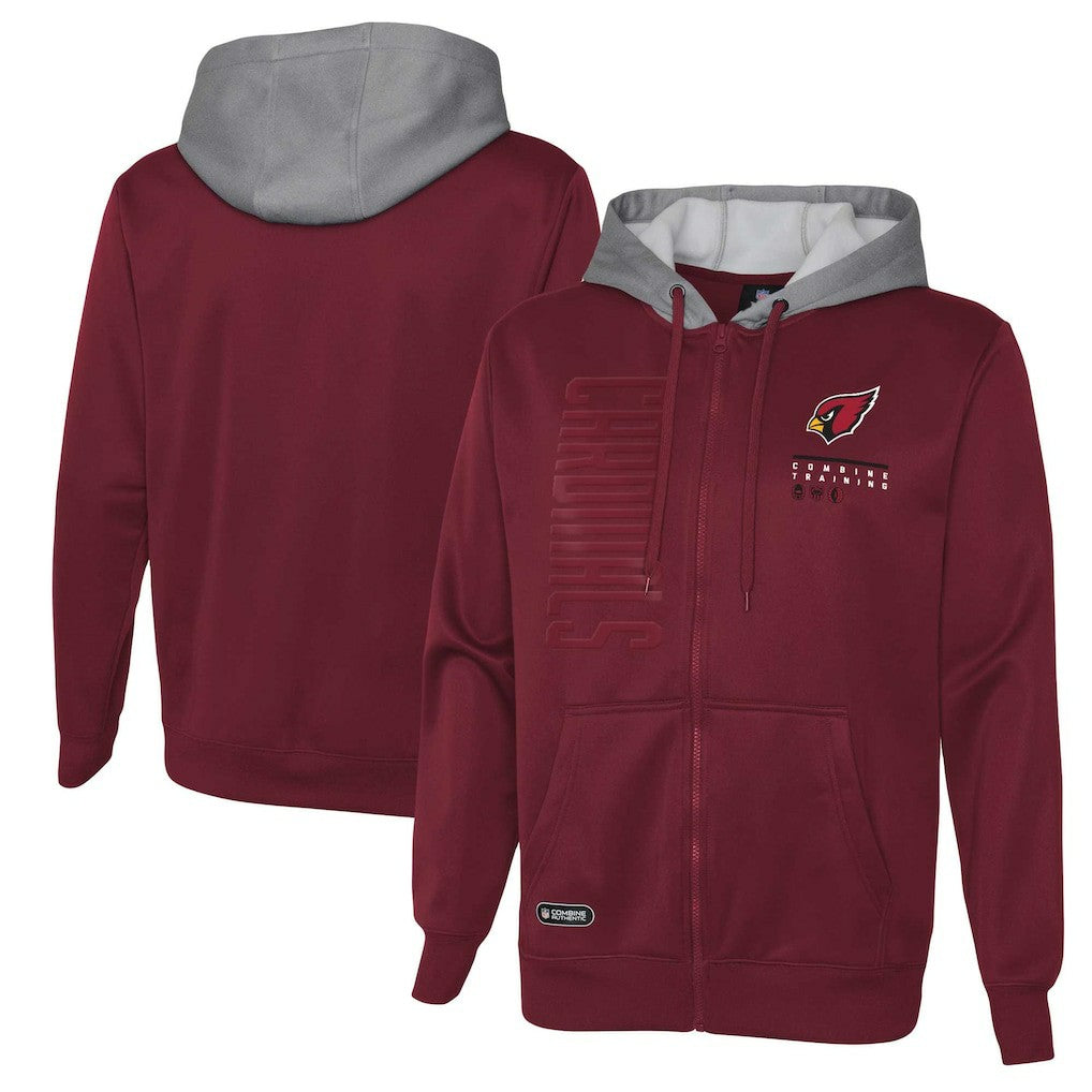 Arizona Cardinals Combine Authentic Field Play Full-Zip Hoodie Sweatshirt Cardinal