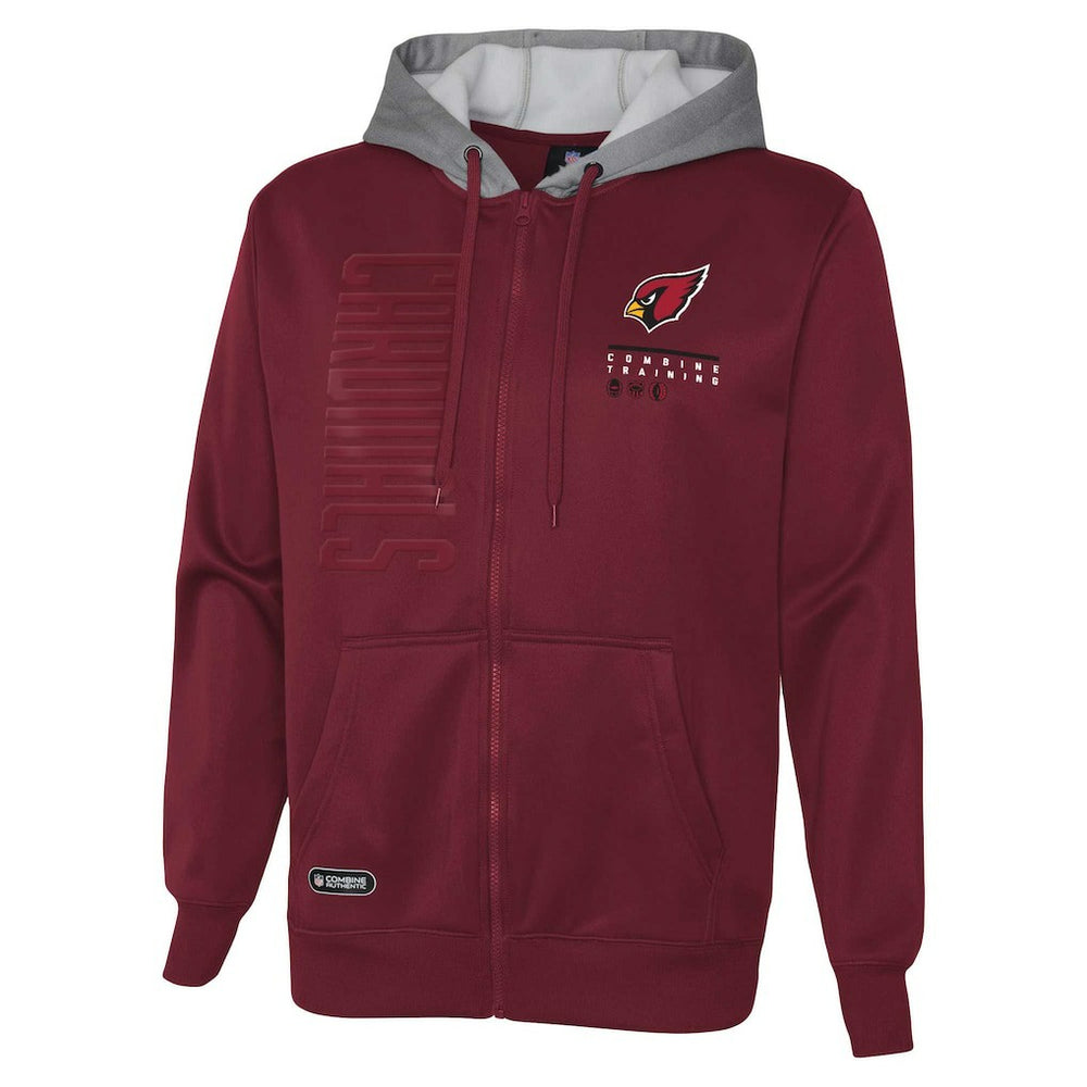 Arizona Cardinals Combine Authentic Field Play Full-Zip Hoodie Sweatshirt Cardinal