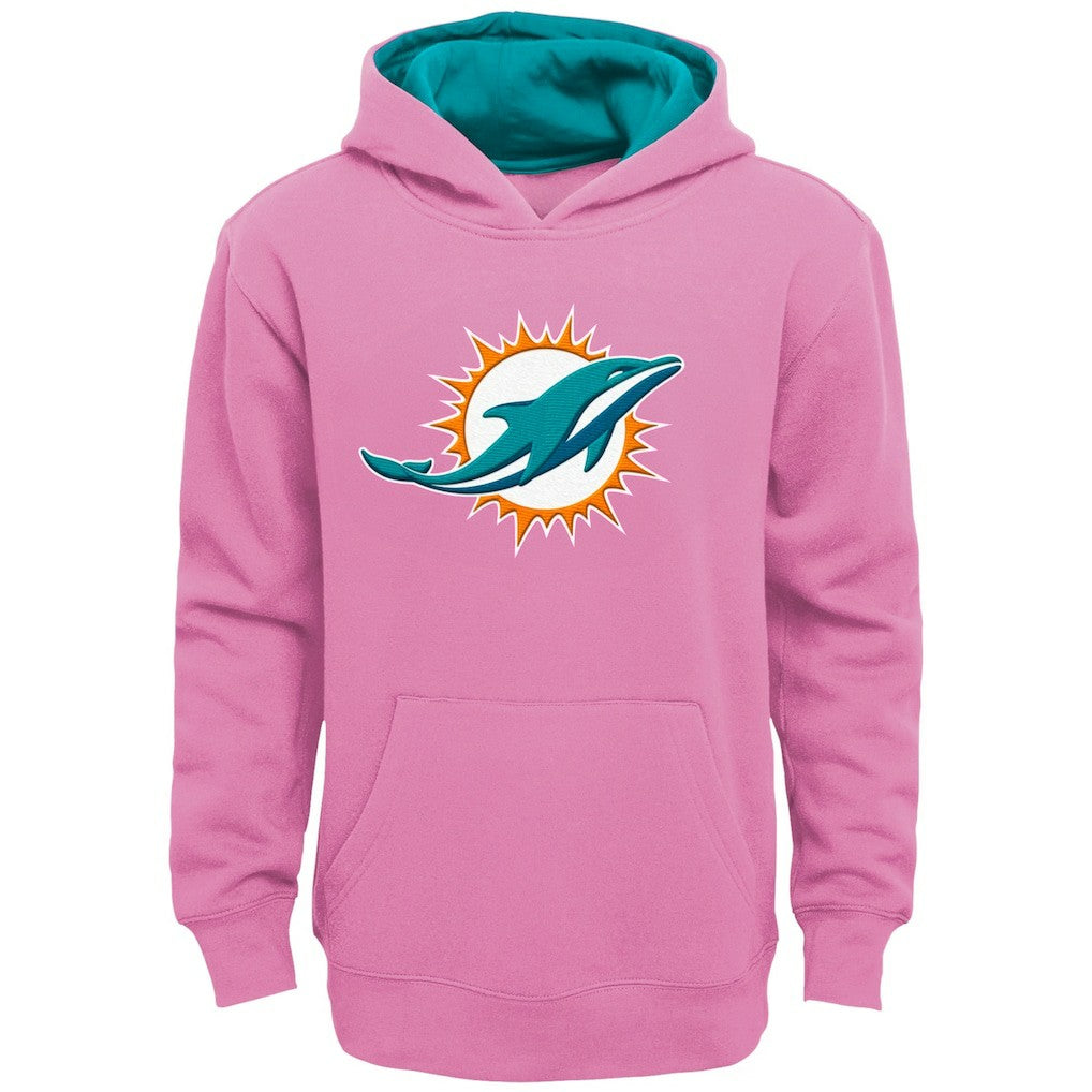 Miami Dolphins Girls Youth Prime Pullover Hoodie Pink