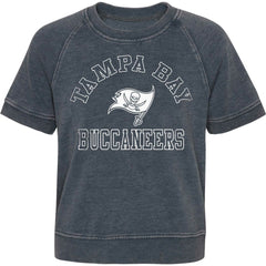 Tampa Bay Buccaneers Girls Juniors Cheer Squad Raglan T-Shirt Heather Charcoal