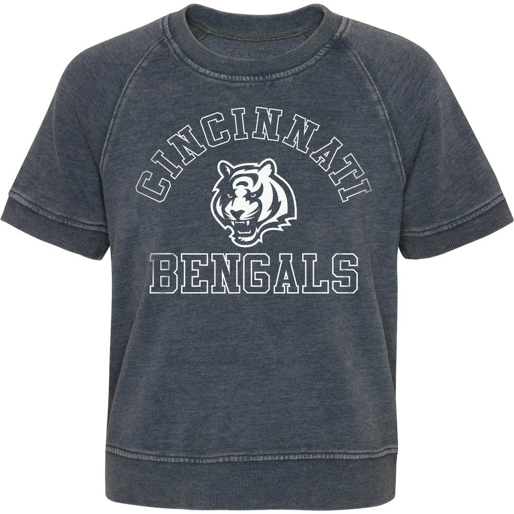 Cincinnati Bengals Girls Juniors Cheer Squad Raglan T-Shirt Heather Charcoal
