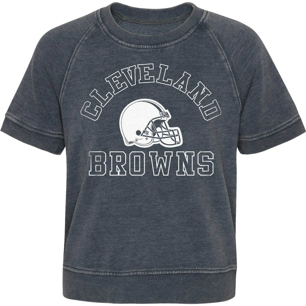 Cleveland Browns Girls Juniors Cheer Squad Raglan T-Shirt Heather Charcoal