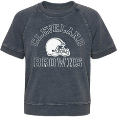 Cleveland Browns Girls Juniors Cheer Squad Raglan T-Shirt Heather Charcoal