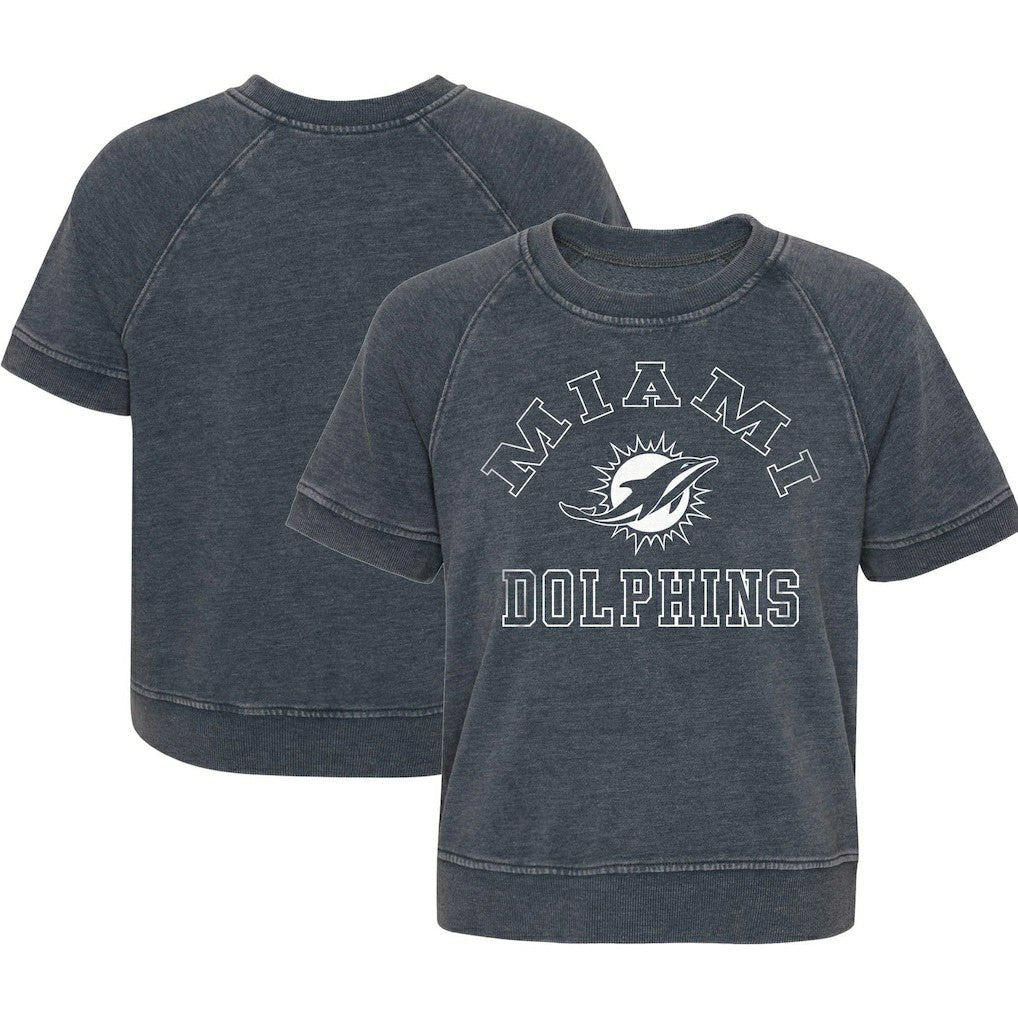 Miami Dolphins Girls Juniors Cheer Squad Raglan T-Shirt Heather Charcoal