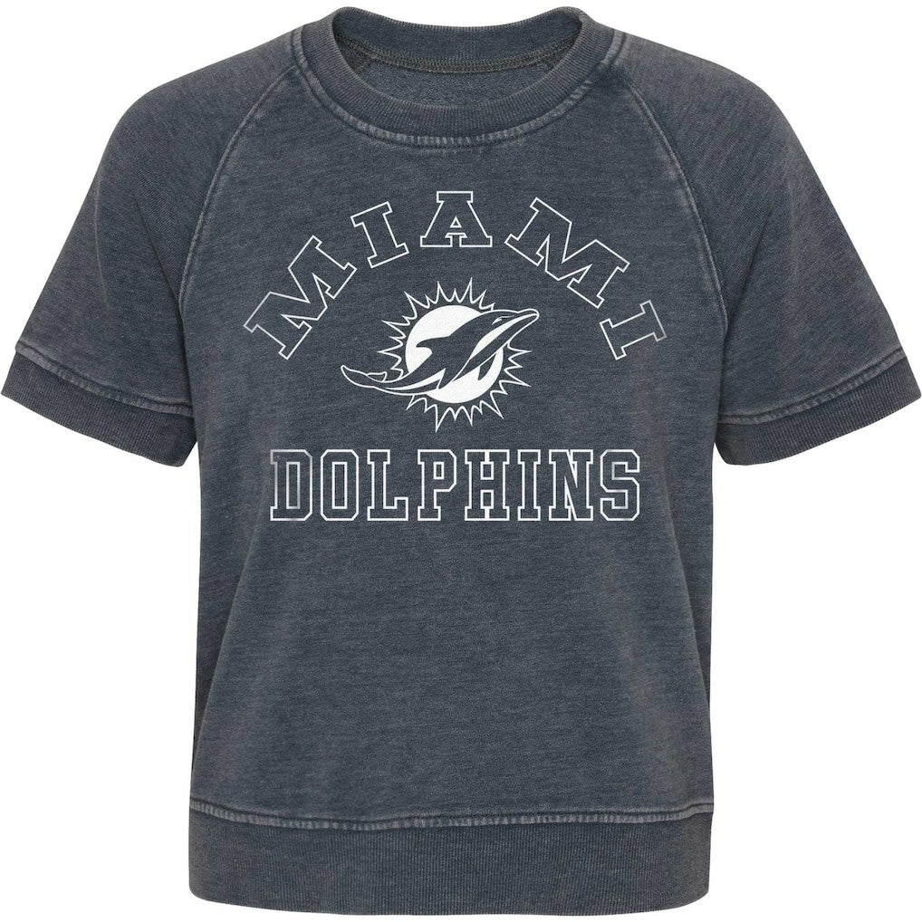 Miami Dolphins Girls Juniors Cheer Squad Raglan T-Shirt Heather Charcoal