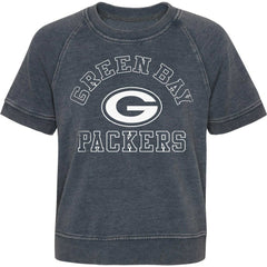 Green Bay Packers Girls Juniors Cheer Squad Raglan T-Shirt Heather Charcoal