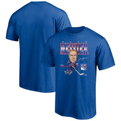 NHL Mark Messier New York Rangers Player Caricature T-Shirt - Blue