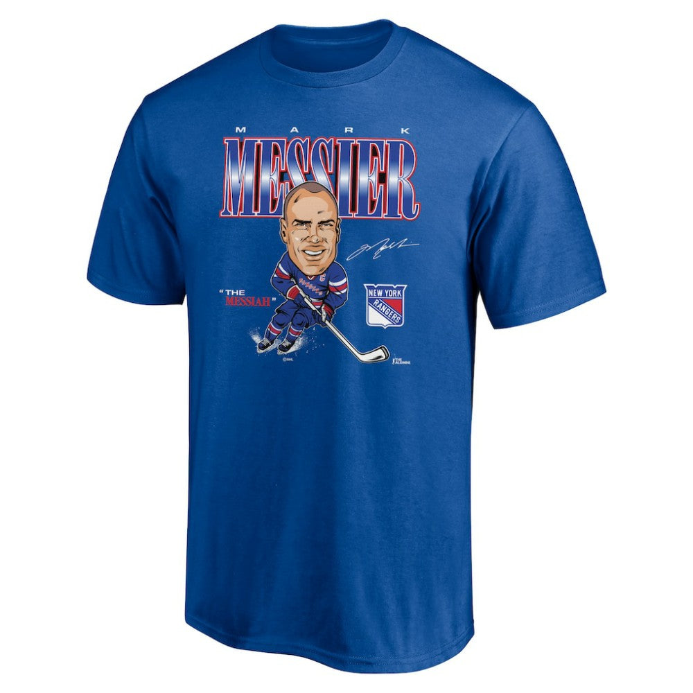 NHL Mark Messier New York Rangers Player Caricature T-Shirt - Blue