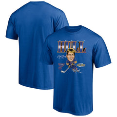 NHL Brett Hull St. Louis Blues Player Caricature T-Shirt - Blue