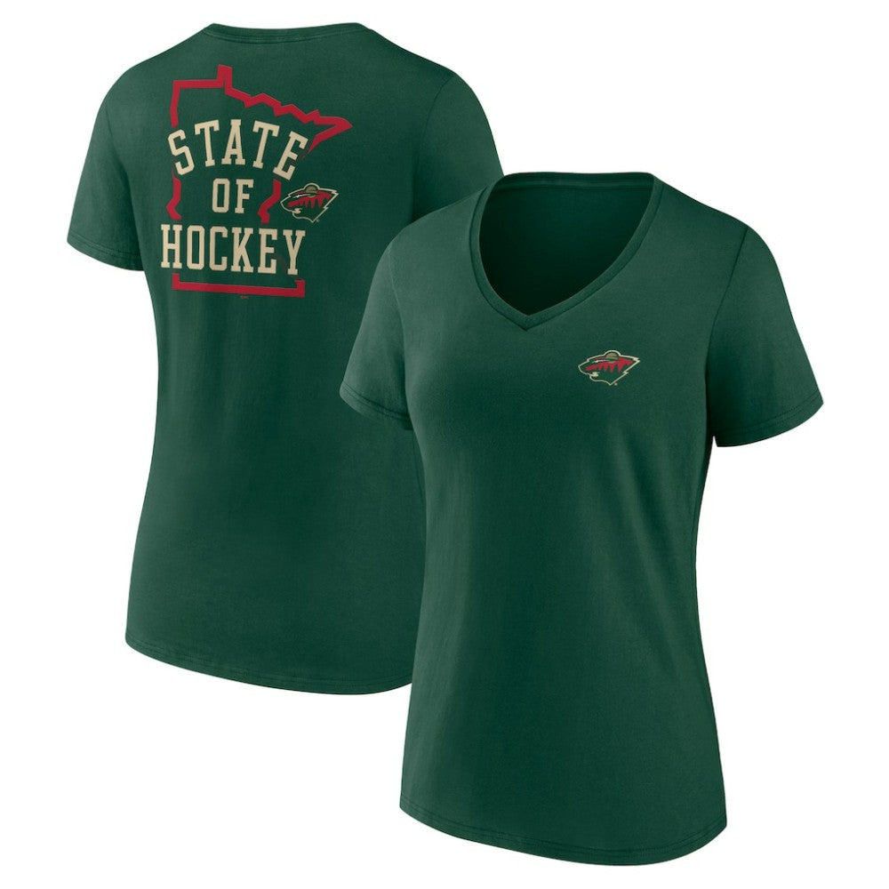 NHL Minnesota Wild Women's Territorial V-Neck T-Shirt - Green