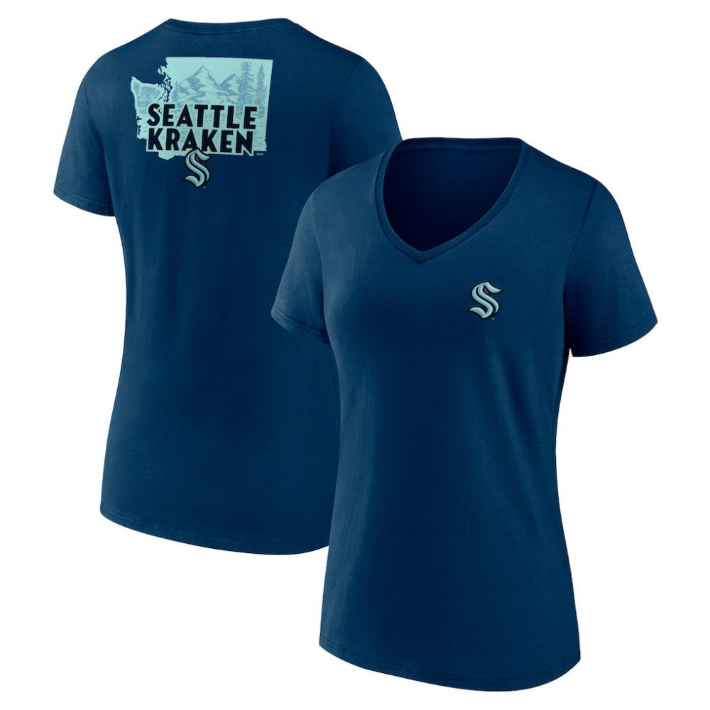 NHL Seattle Kraken Women's Territorial V-Neck T-Shirt - Deep Sea Blue