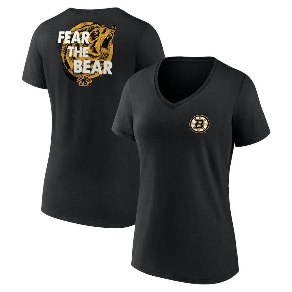 NHL Boston Bruins Women's Territorial V-Neck T-Shirt - Black