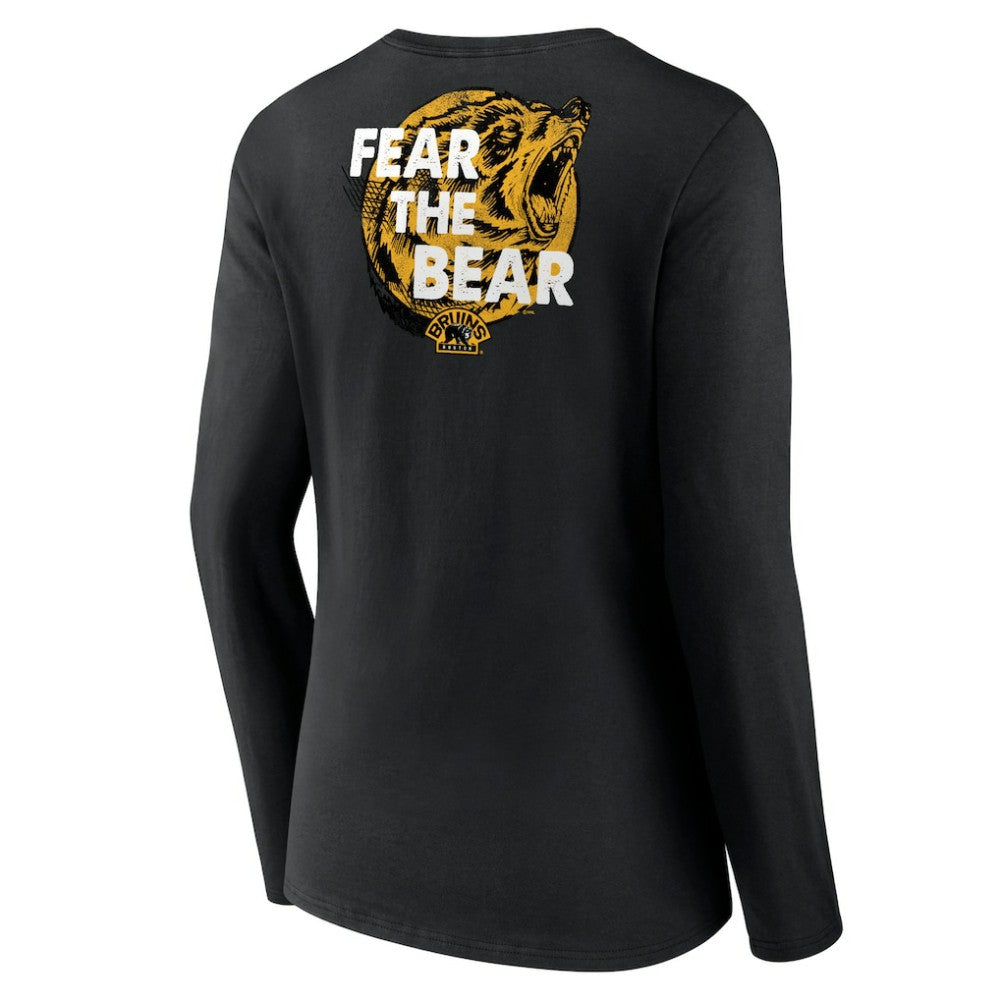 NHL Boston Bruins Women's Territorial Long Sleeve V-Neck T-Shirt - Black