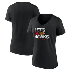 NHL Chicago Blackhawks Women's Shout Out V-Neck T-Shirt - Black