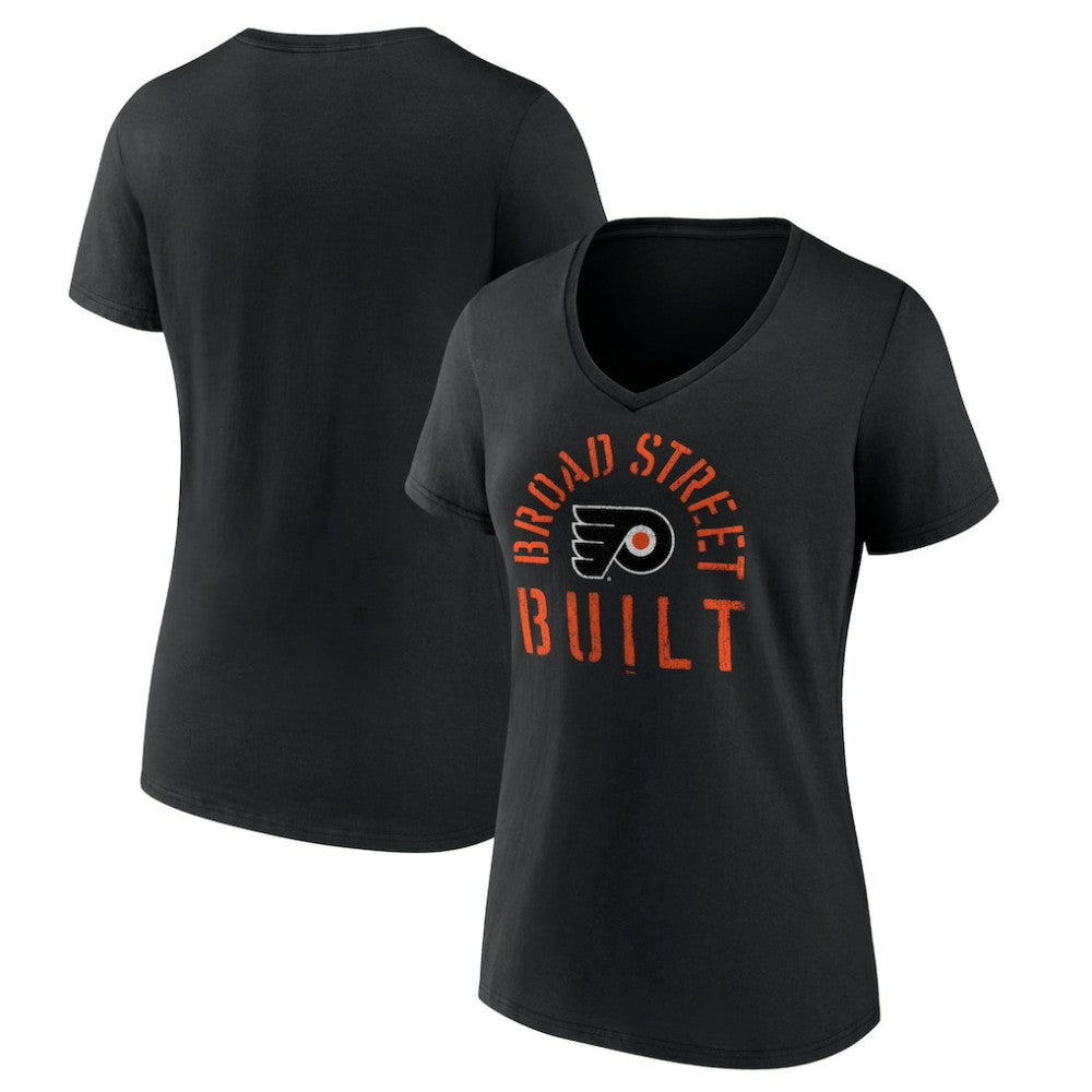 NHL Philadelphia Flyers Women's Shout Out V-Neck T-Shirt - Black