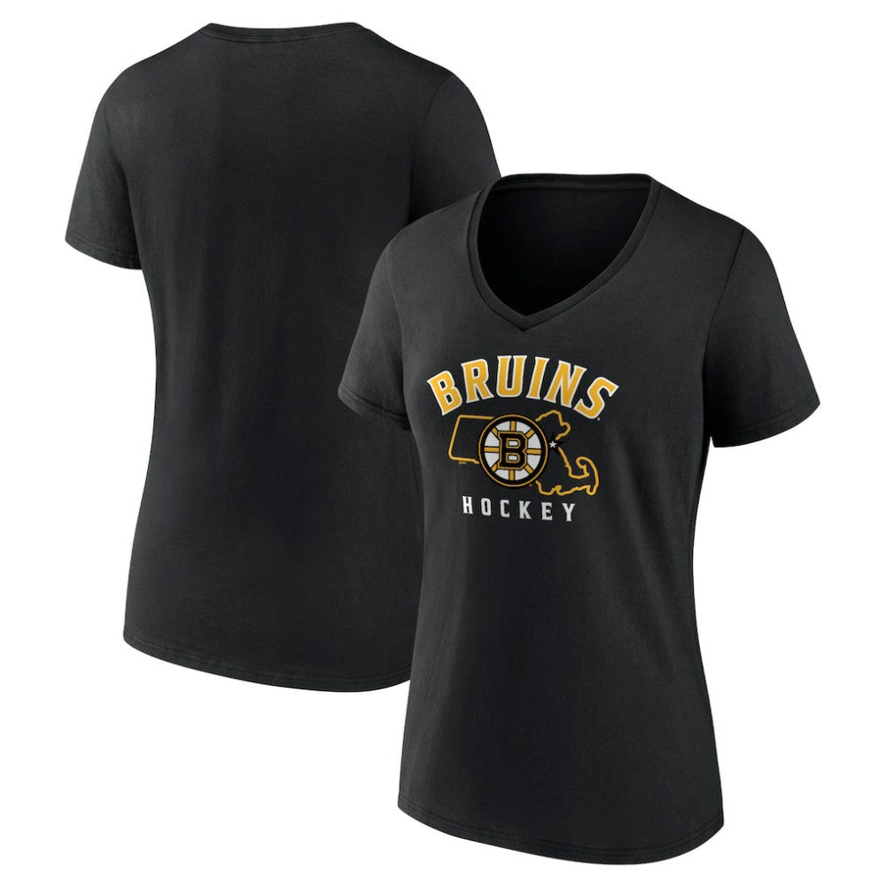 NHL Boston Bruins Women's Proclamation V-Neck T-Shirt - Black