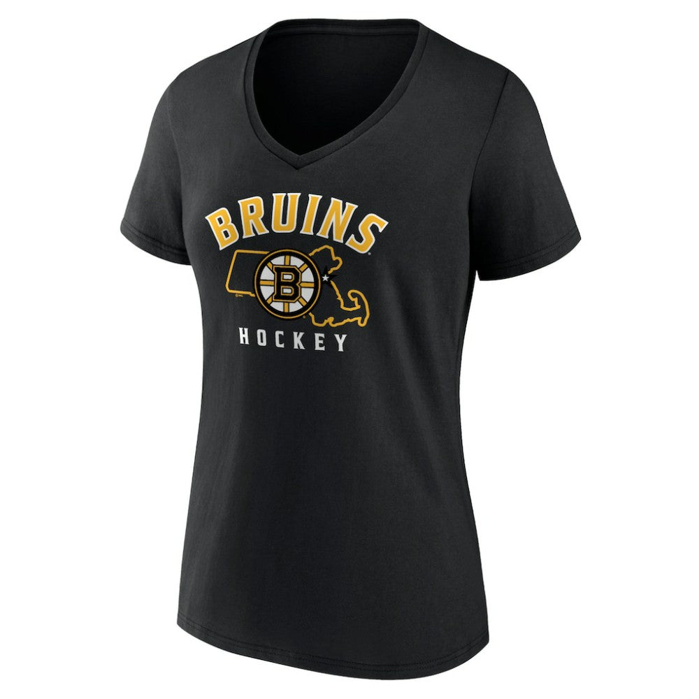 NHL Boston Bruins Women's Proclamation V-Neck T-Shirt - Black