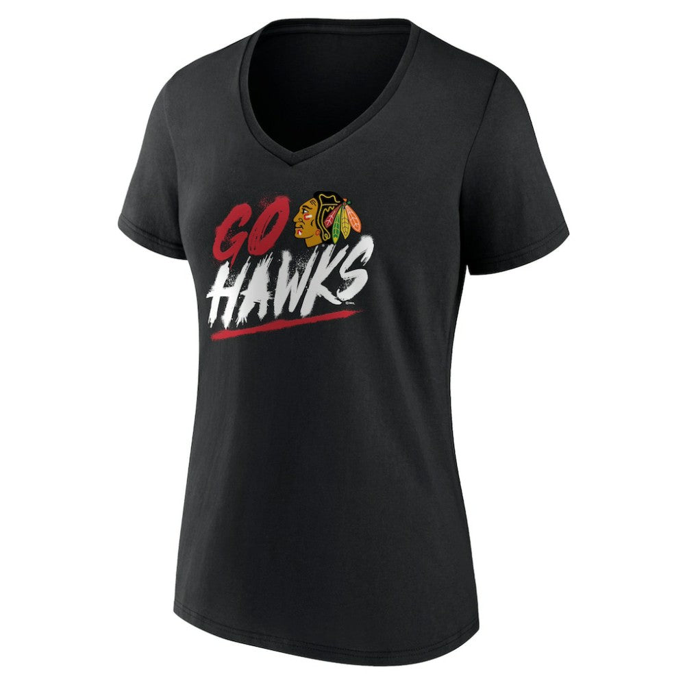 NHL Chicago Blackhawks Women's Proclamation V-Neck T-Shirt - Black