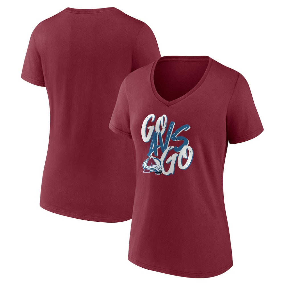 NHL Colorado Avalanche Women's Proclamation V-Neck T-Shirt - Burgundy