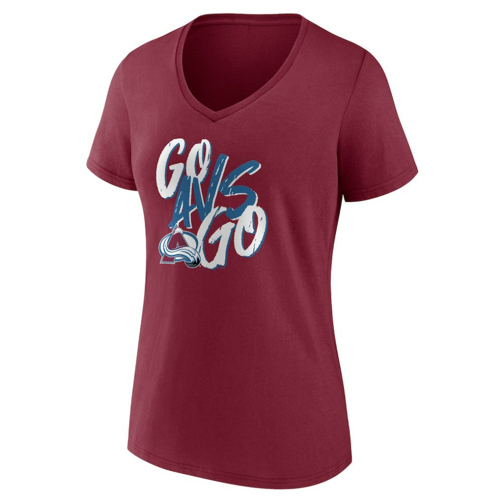 NHL Colorado Avalanche Women's Proclamation V-Neck T-Shirt - Burgundy
