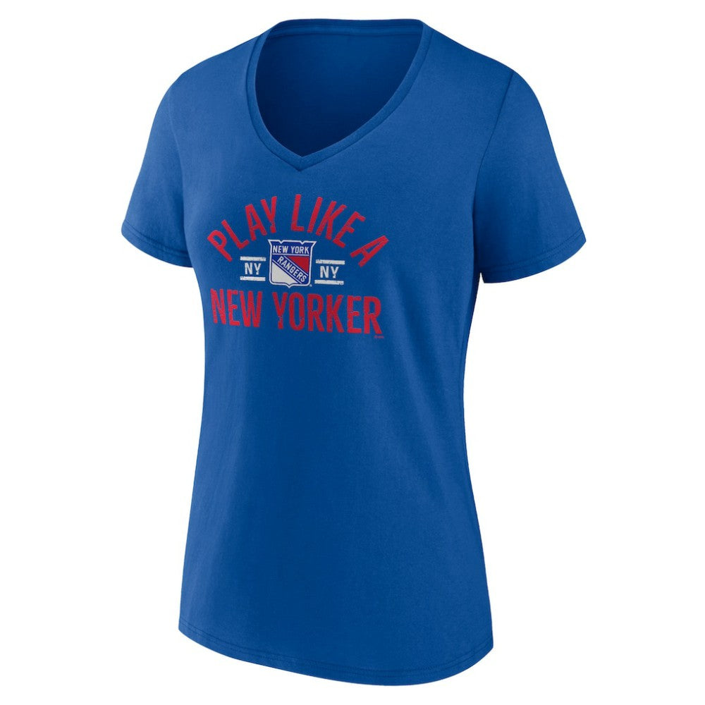 NHL New York Rangers Women's Proclamation V-Neck T-Shirt - Blue