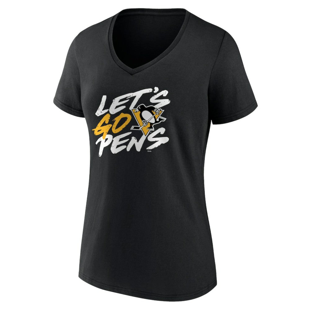NHL Pittsburgh Penguins Women's Proclamation V-Neck T-Shirt - Black
