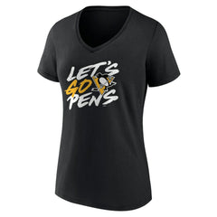 NHL Pittsburgh Penguins Women's Proclamation V-Neck T-Shirt - Black