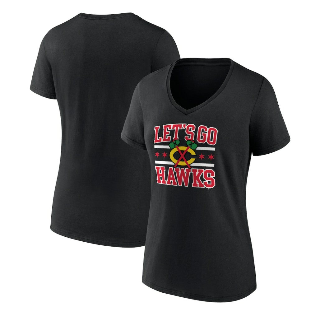 NHL Chicago Blackhawks Women's Represent V-Neck T-Shirt - Black