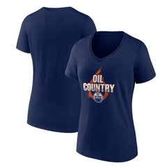 NHL Edmonton Oilers Women's Represent V-Neck T-Shirt - Navy