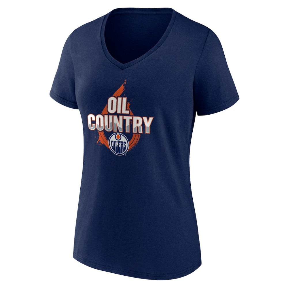 NHL Edmonton Oilers Women's Represent V-Neck T-Shirt - Navy
