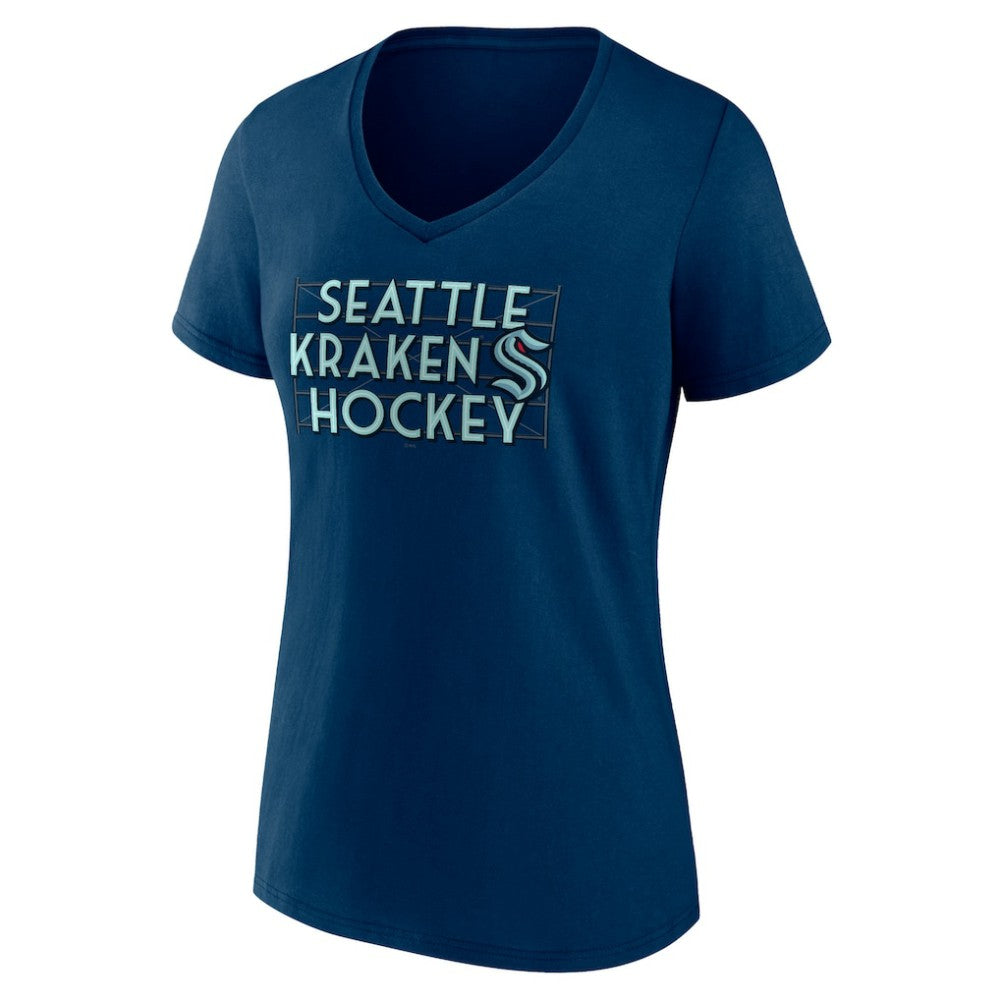 NHL Seattle Kraken Women's Represent V-Neck T-Shirt - Deep Sea Blue
