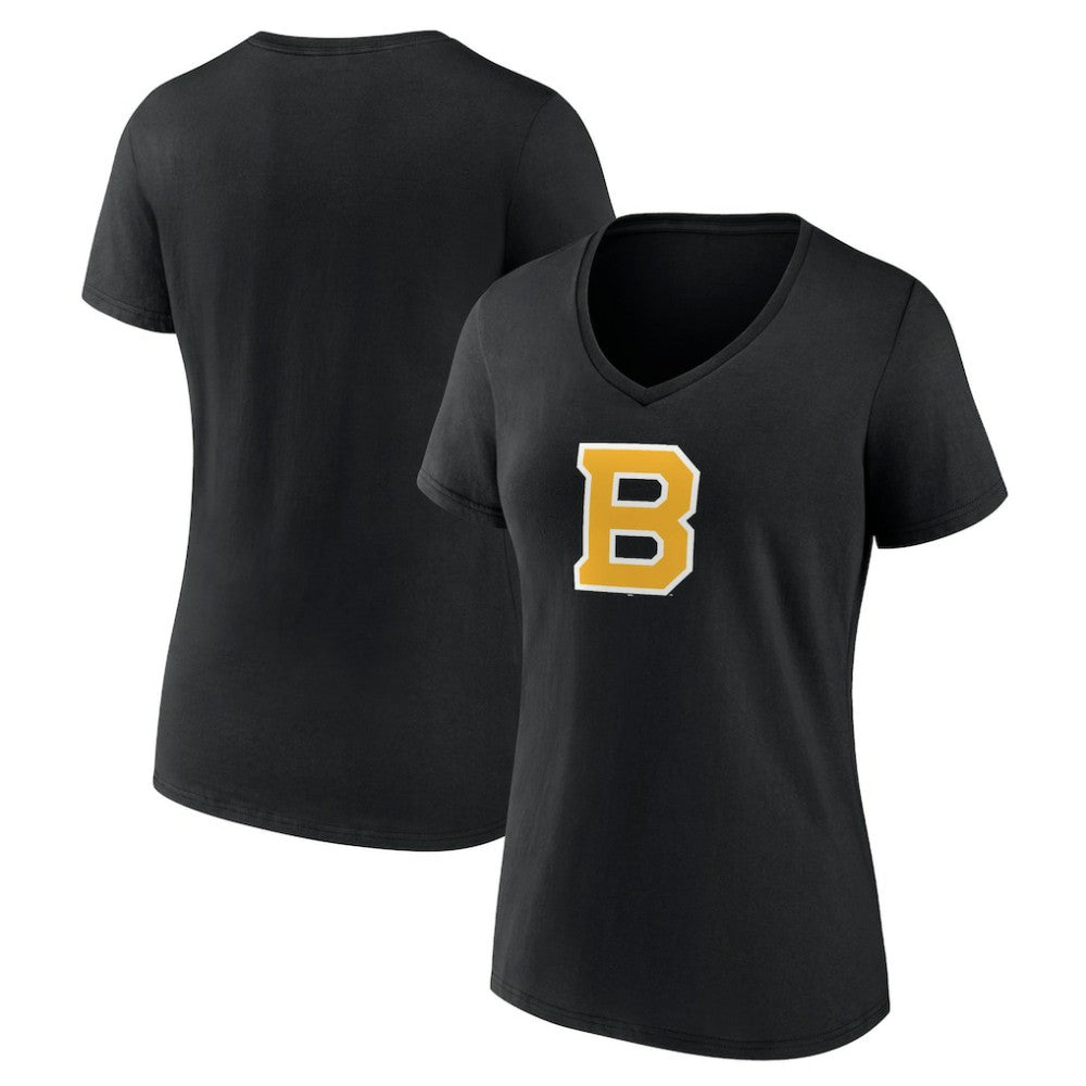 NHL Boston Bruins Women's Alternate Logo V-Neck T-Shirt - Black
