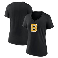 NHL Boston Bruins Women's Alternate Logo V-Neck T-Shirt - Black