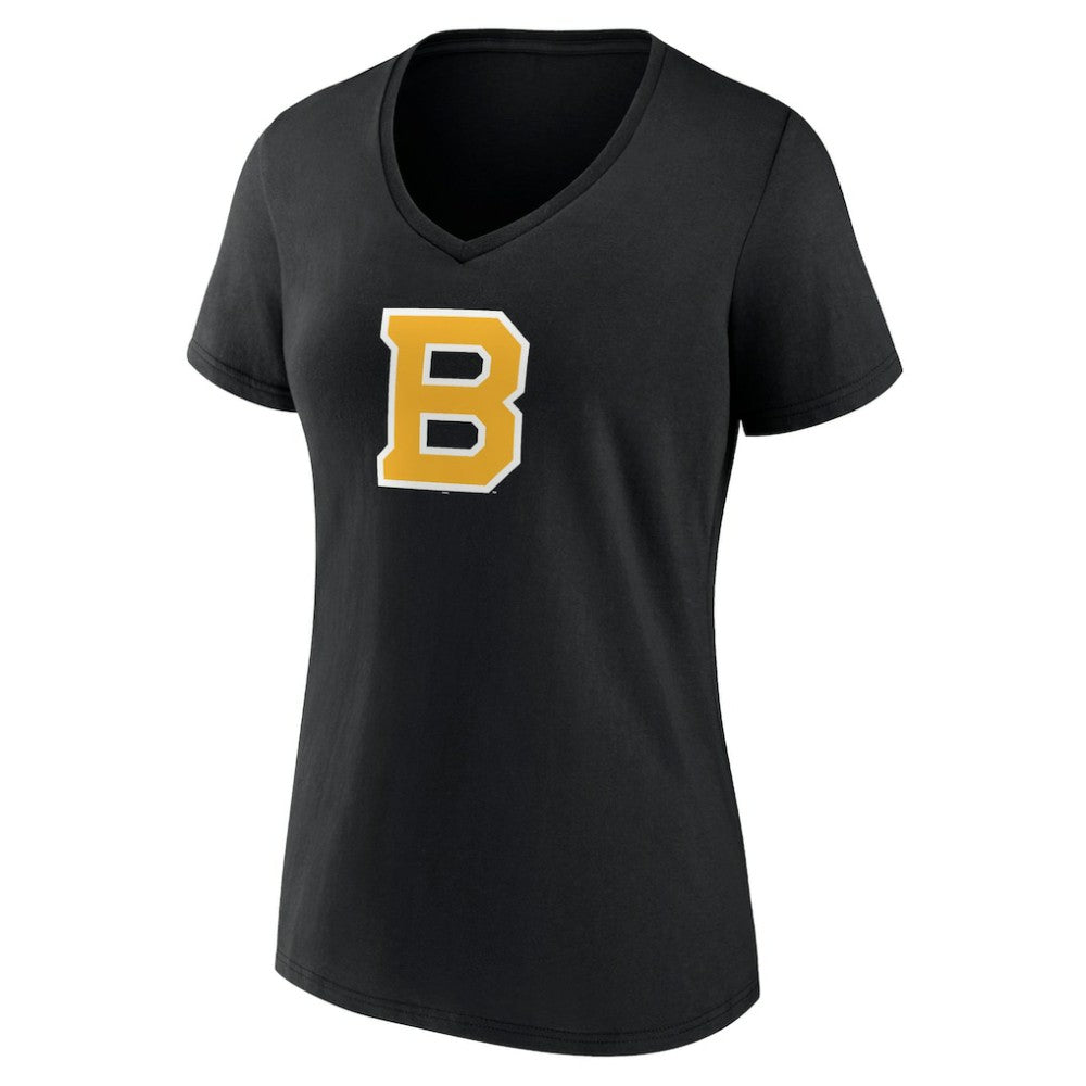 NHL Boston Bruins Women's Alternate Logo V-Neck T-Shirt - Black