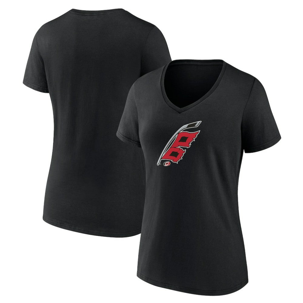 NHL Carolina Hurricanes Women's Alternate Logo V-Neck T-Shirt - Black