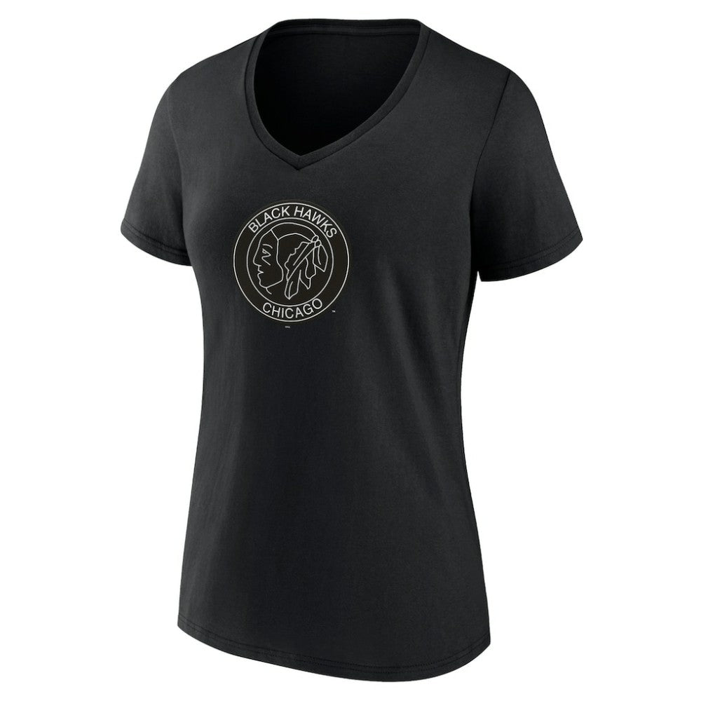 NHL Chicago Blackhawks Women's Alternate Logo V-Neck T-Shirt - Black