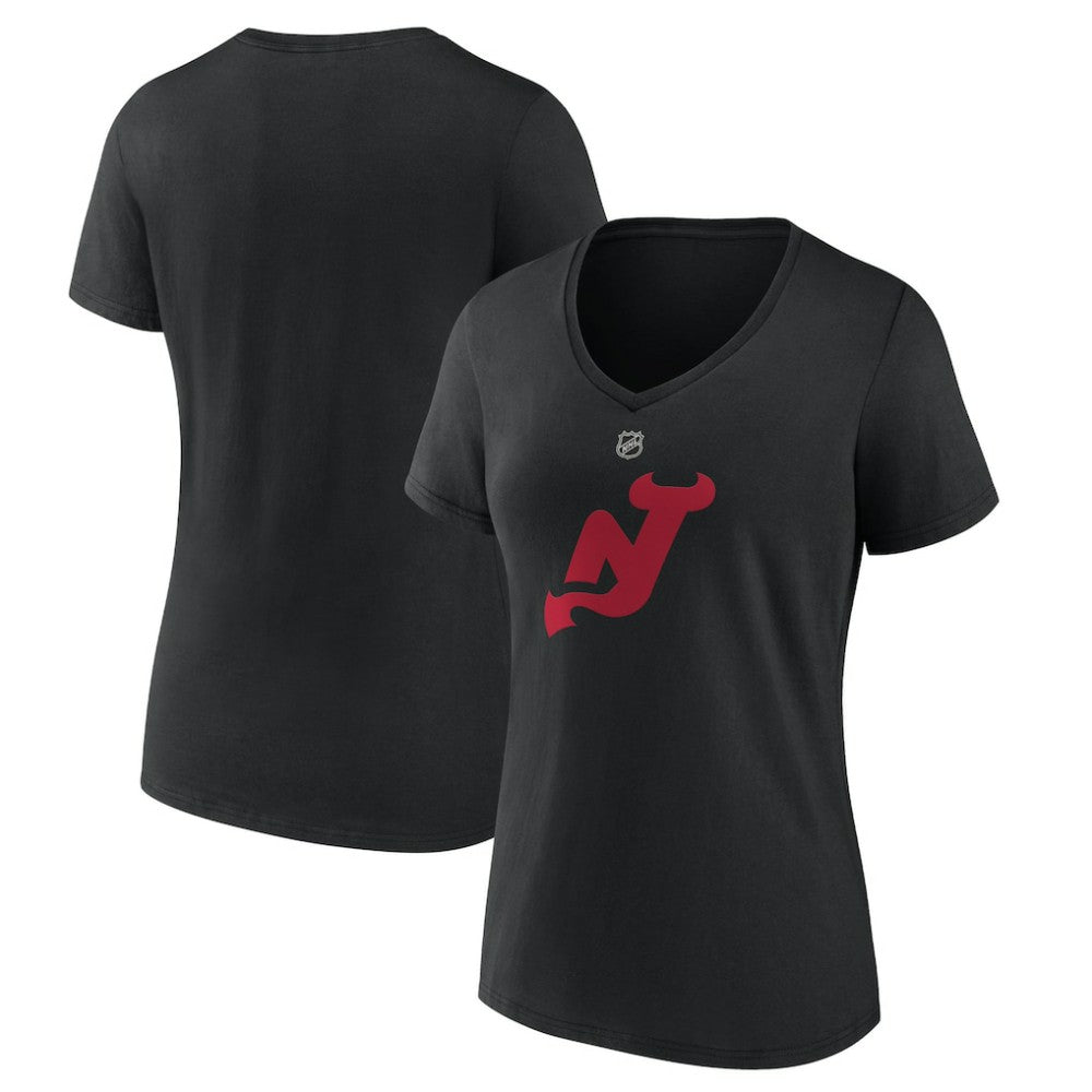 NHL New Jersey Devils Women's Alternate Logo V-Neck T-Shirt - Black