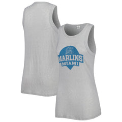 Miami Marlins Soft as a Grape Women's Tri-Blend Tank Top - Gray Tanks