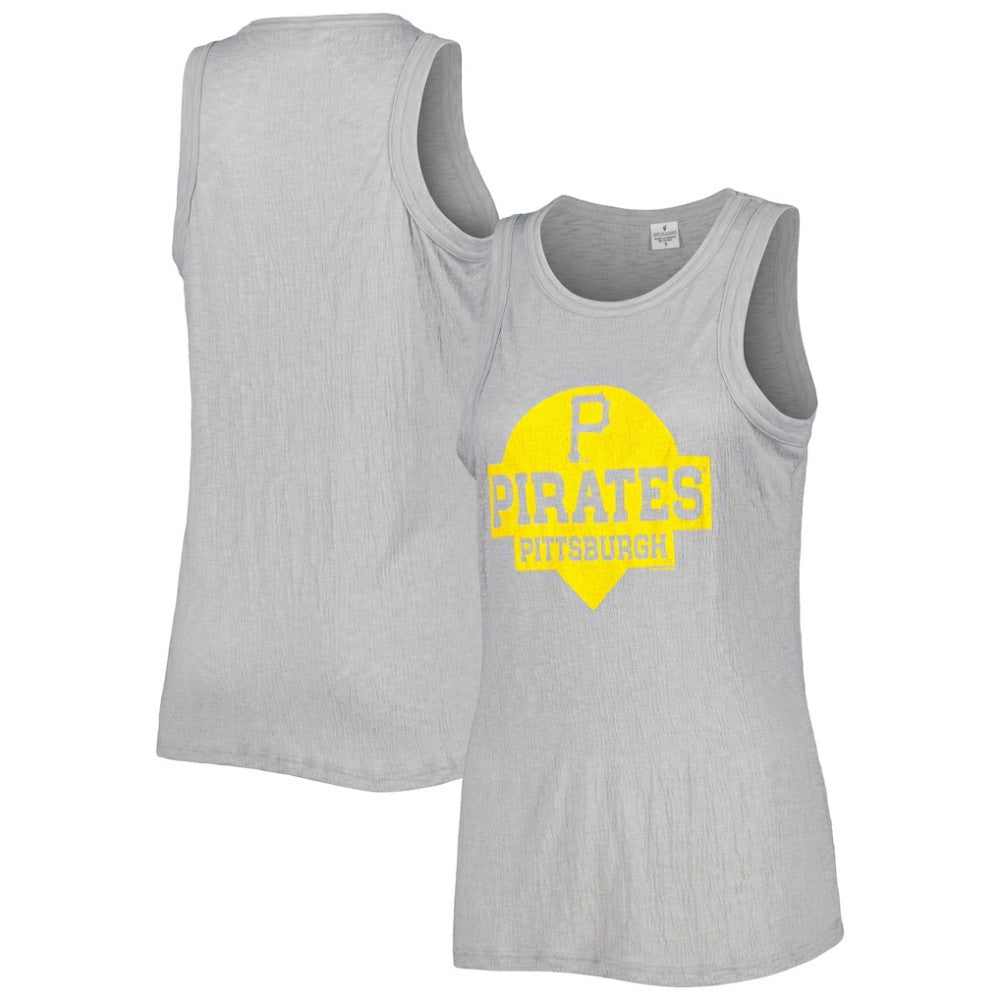 Pittsburgh Pirates Soft as a Grape Women's Tri-Blend Tank Top - Gray Tanks