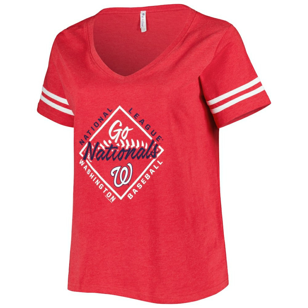 Washington Nationals Soft as a Grape Women's Plus Size V-Neck Jersey T-Shirt - Red Jerseys