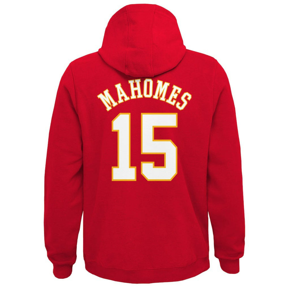 Patrick Mahomes Kansas City Chiefs Youth Mainliner Player Name & Number Pullover Hoodie Red