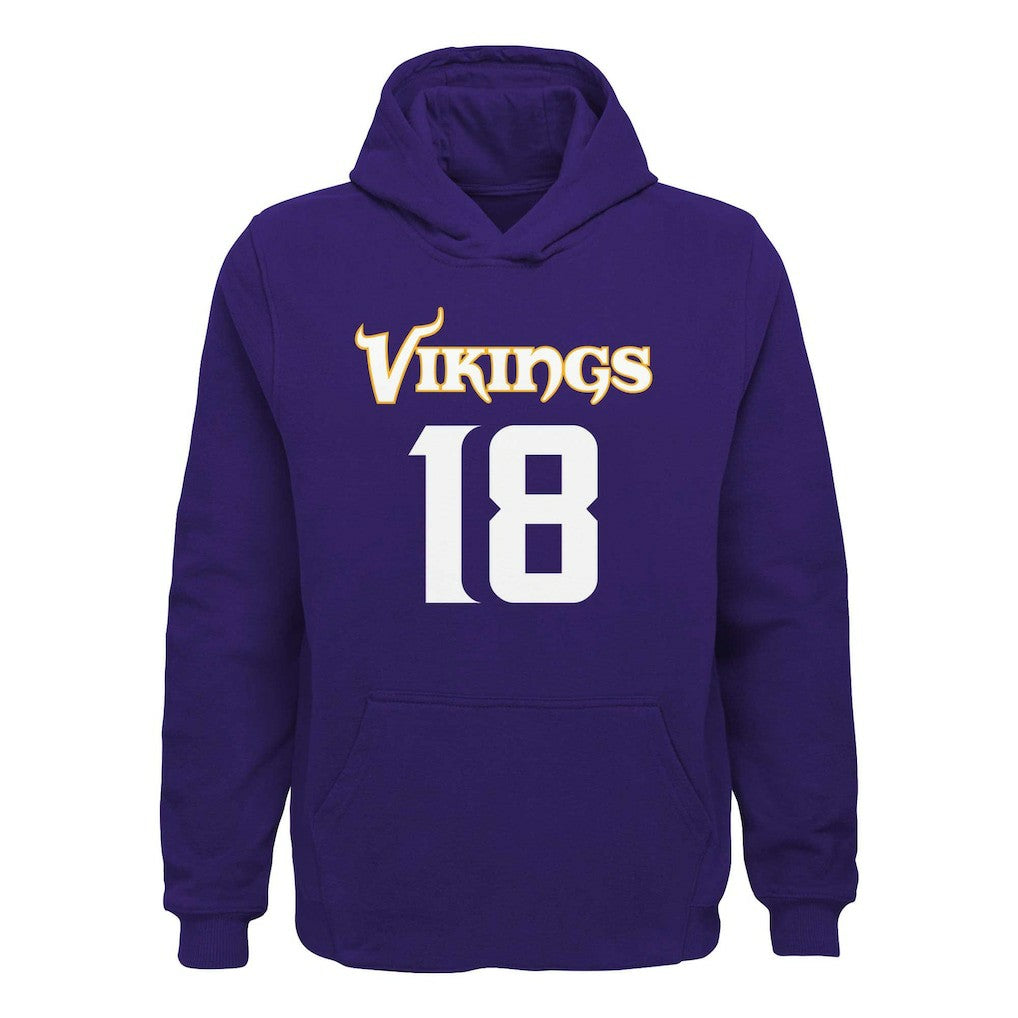 Justin Jefferson Minnesota Vikings Youth Mainliner Player Name & Number Pullover Hoodie Purple