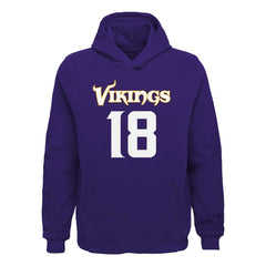 Justin Jefferson Minnesota Vikings Youth Mainliner Player Name & Number Pullover Hoodie Purple