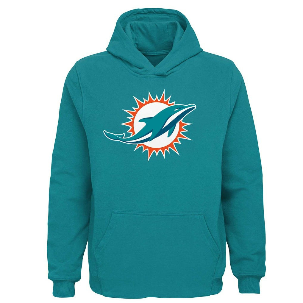Miami Dolphins Youth Team Logo Pullover Hoodie Aqua