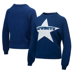 Dallas Cowboys Lauren James Women's Wordmark Star Raglan Pullover Sweater Navy