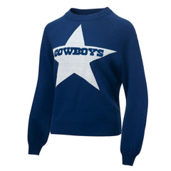 Dallas Cowboys Lauren James Women's Wordmark Star Raglan Pullover Sweater Navy
