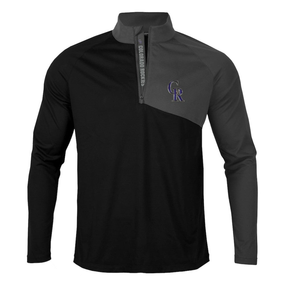 Colorado Rockies Levelwear Pinnacle Quarter-Zip Pullover Top - Black/Charcoal Pullover