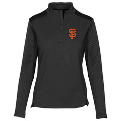San Francisco Giants Levelwear Women's Daybreak Quarter-Zip Pullover Top - Black Pullover