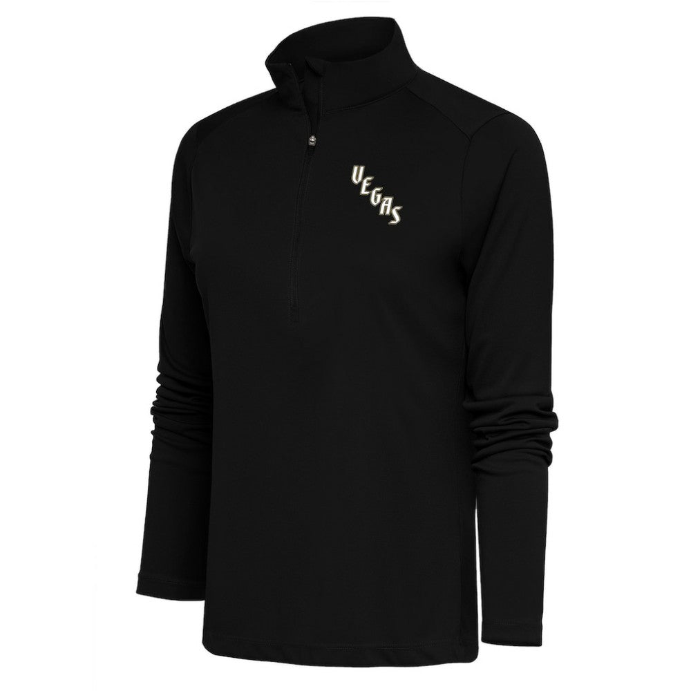 NHL Vegas Golden Knights Antigua Women's Special Edition 2.0 Tribute Quarter-Zip Pullover Top - Black