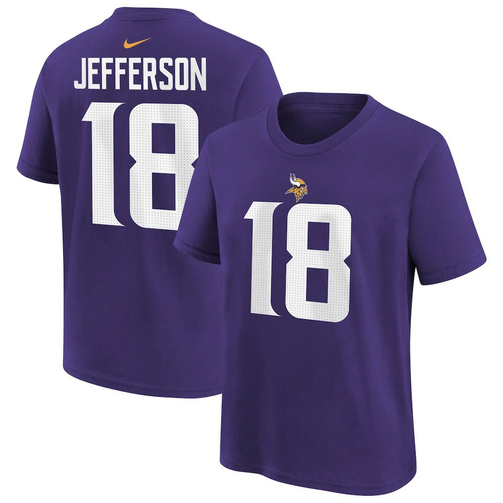 Justin Jefferson Minnesota Vikings Youth Player Name & Number T-Shirt Purple